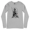 Female Samurai Sumi-e Japanese Ink Unisex Long Sleeve Tee - Athletic Heather / S