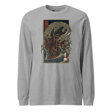 Samurai vs Dragon Warrior Ukiyo-e Unisex Long Sleeve Tee