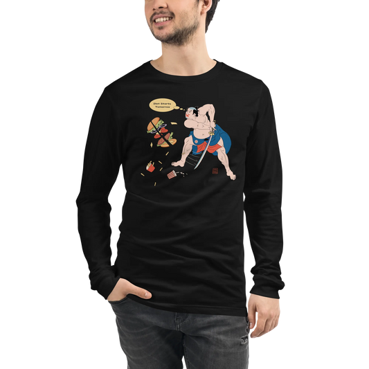 Samurai Fat Funny Ukiyo-e Japanese Unisex Long Sleeve Tee