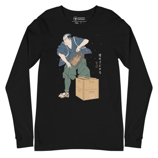 Samurai Beekeepers Ukiyo-e Unisex Long Sleeve Tee - Black / S