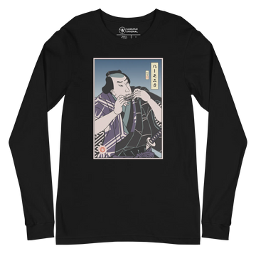 Samurai Harmonica Player Music Ukiyo-e Unisex Long Sleeve Tee - Black / S