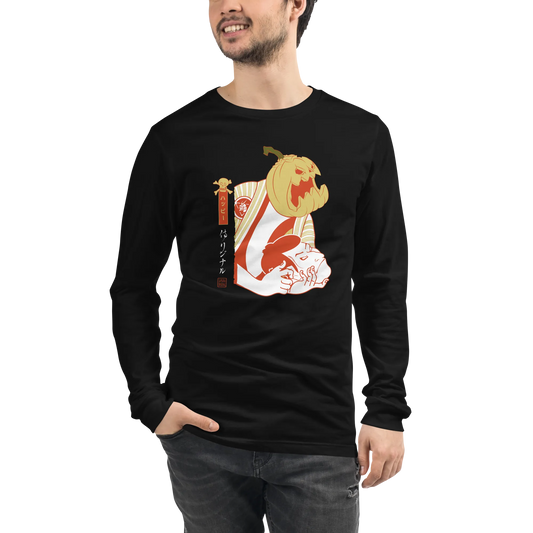 Halloween Pumpkin Japanese Ukiyo-e Unisex Long Sleeve Tee -