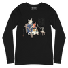 Cat Reading Book Japanese Ukiyo-e Unisex Long Sleeve Tee - Black / S