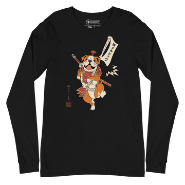 Samurai Bulldog Japanese Ukiyo-e Unisex Long Sleeve Tee 2 - Samurai Original