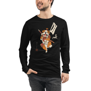 Samurai Bulldog Japanese Ukiyo-e Unisex Long Sleeve Tee 2 - Samurai Original