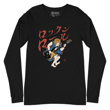 Bassist Samurai Japanese Ukiyo-e Unisex Long Sleeve Tee 11 - Black / S