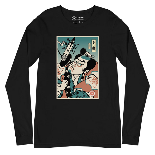 Samurai Voice Actor Japanese Ukiyo-e Unisex Long Sleeve Tee 1