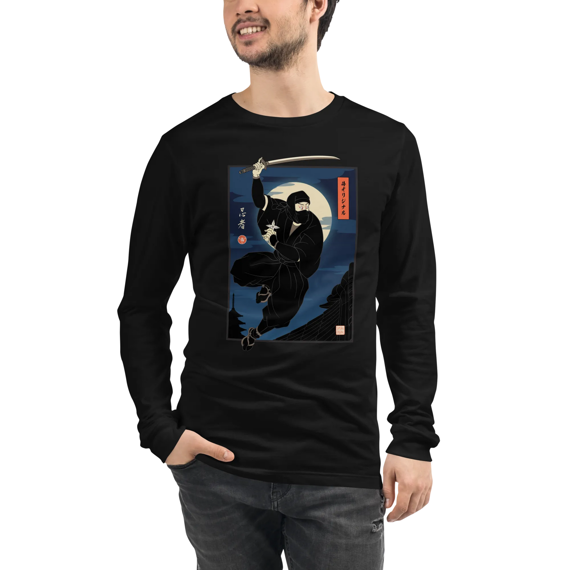 Ninja Japanese Ukiyo-e Unisex Long Sleeve Tee - Samurai Original