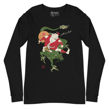 Santa Rides Dragon Japanese Ukiyo-e Unisex Long Sleeve Tee