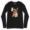 Dachshund Play Guitar Christmas Japanese Ukiyo-e Unisex Long Sleeve Tee - Black / S