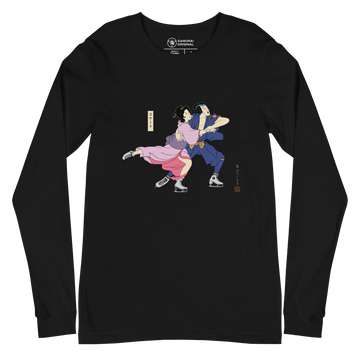 Samurai & Geisha Figure Skating Japanese Ukiyo-e Unisex Long Sleeve Tee - Samurai Original