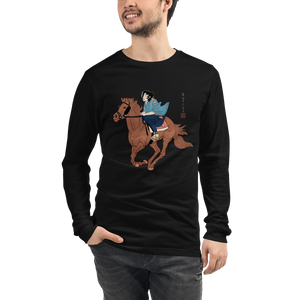 Onna Bugeisha Riding Horse Japanese Ukiyo-e Unisex Long Sleeve Tee - Samurai Original