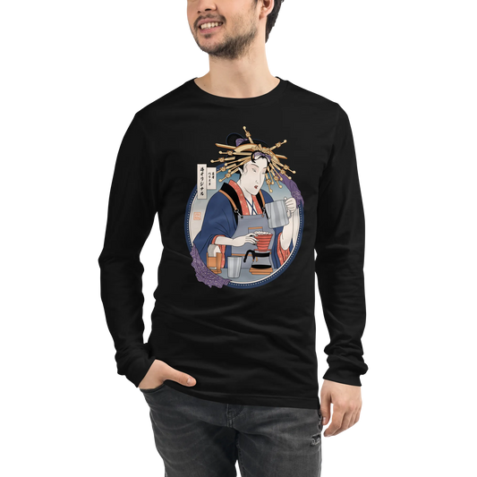 Geisha Barista Ukiyo-e Unisex Long Sleeve Tee -