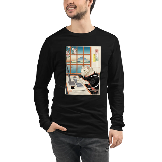 Cat Programmer Ukiyo-e Unisex Long Sleeve Tee -