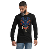 Samurai Mask with Fiery Eyes Ukiyo-e Unisex Long Sleeve Tee