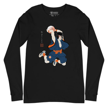 Samurai Basketball Japanese Ukiyo-e Unisex Long Sleeve Tee 5 - Samurai Original