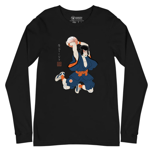 Samurai Basketball Japanese Ukiyo-e Unisex Long Sleeve Tee 5 - Samurai Original