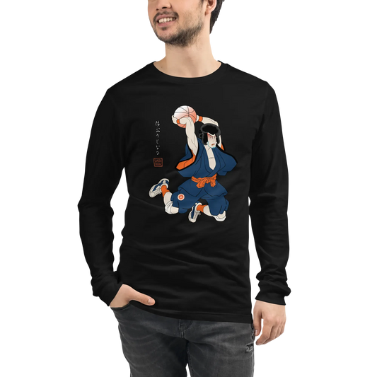 Samurai Basketball Japanese Ukiyo-e Unisex Long Sleeve Tee 5 - Samurai Original