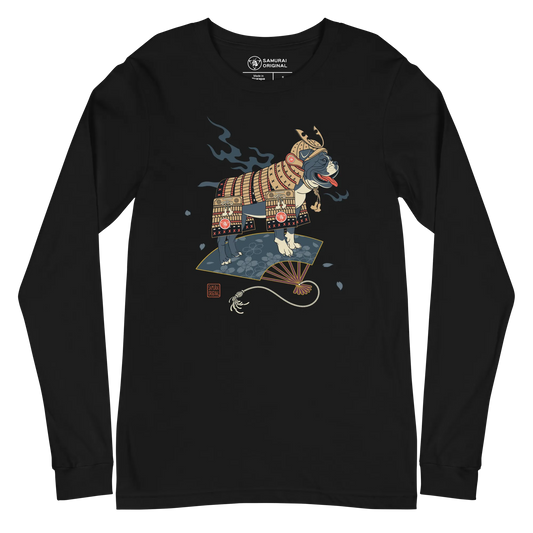 Samurai Bulldog Japanese Ukiyo-e Unisex Long Sleeve Tee - Samurai Original