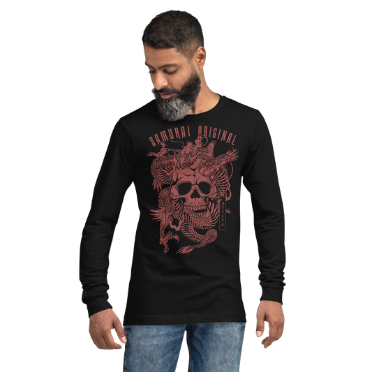 Dragon and Skull Japanese Ukiyo-e Unisex Long Sleeve Tee -