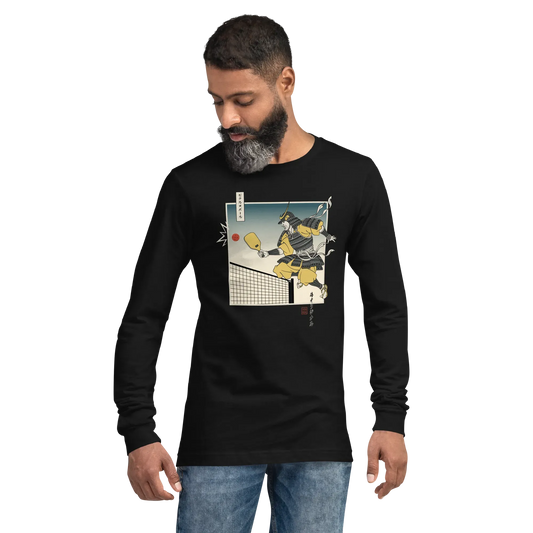 Samurai Pickleball Japanese Ukiyo-e Unisex Long Sleeve Tee 3