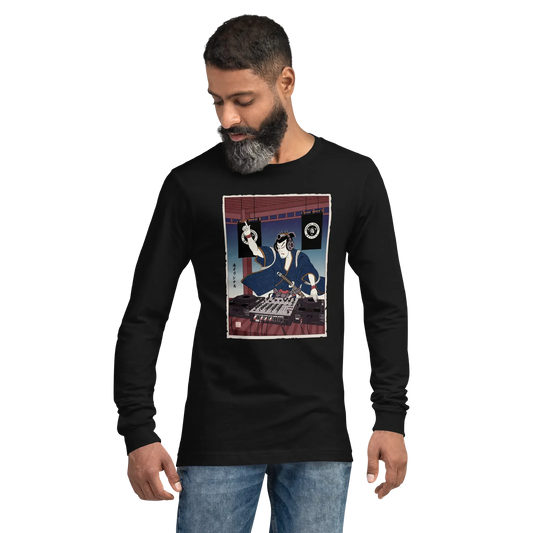 Samurai DJ Music Ukiyo-e Unisex Long Sleeve Tee 7