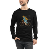 Onna Musha Riding Bicycle Japanese Ukiyo-e Unisex Long Sleeve Tee - Samurai Original