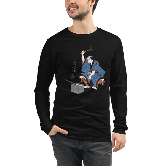 Samurai Blacksmith Swords Japanese Ukiyo-e Unisex Long Sleeve Tee -