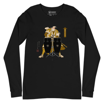 Samurai Playing the Conga Drums Ukiyo-e Unisex Long Sleeve Tee