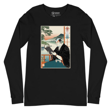 Samurai Reading Books Japanese Ukiyo-e Unisex Long Sleeve Tee 2