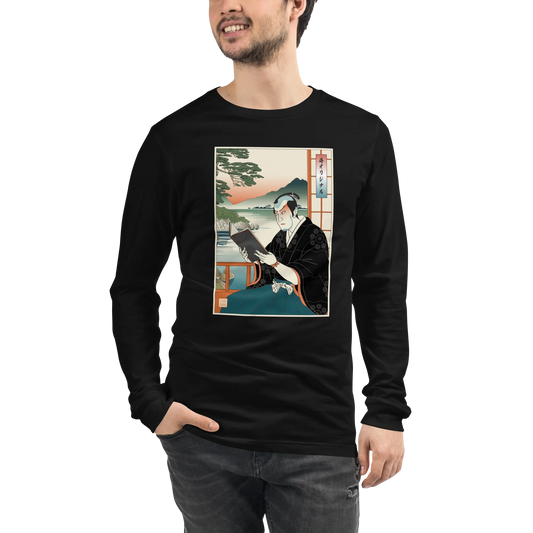 Samurai Reading Books Japanese Ukiyo-e Unisex Long Sleeve Tee 2