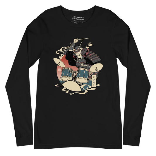 Samurai Drummer Japamese Ukiyo-e Unisex Long Sleeve Tee