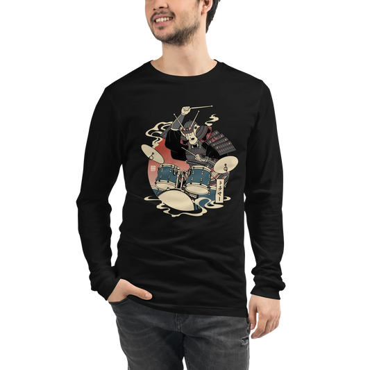 Samurai Drummer Japamese Ukiyo-e Unisex Long Sleeve Tee