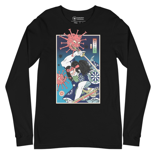 Samurai vs Virus Demon 2 Ukiyo-e Unisex Long Sleeve Tee