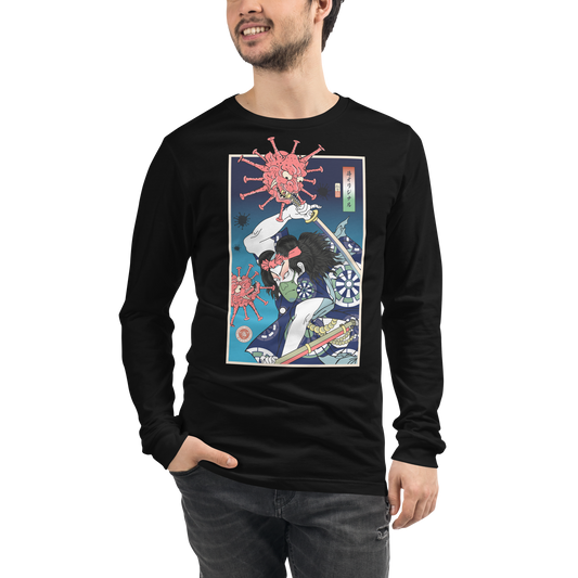 Samurai vs Virus Demon 2 Ukiyo-e Unisex Long Sleeve Tee