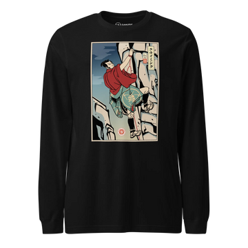 Samurai Rock Climbing Extreme Sport Ukiyo-e Unisex Long Sleeve Tee