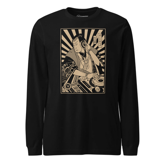 Samurai DJ 3 Turntable Music Ukiyo-e Unisex Long Sleeve Tee