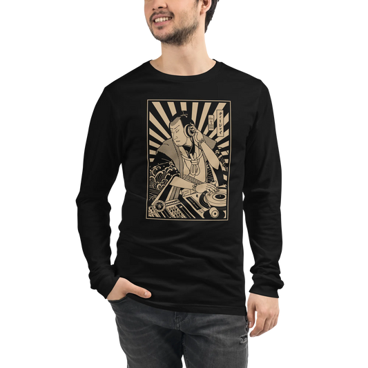 Samurai DJ 3 Turntable Music Ukiyo-e Unisex Long Sleeve Tee