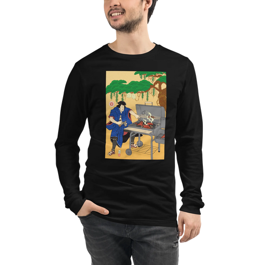 Samurai BBQ Barbecue Ukiyo-e Unisex Long Sleeve Tee