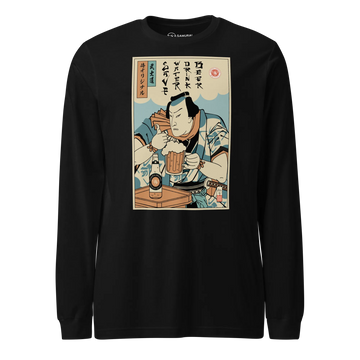 Samurai Save Water Drink Beer Ukiyo-e Funny Saying Unisex Long Sleeve Tee