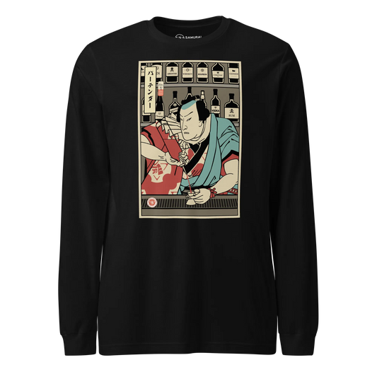 Samurai Bartender Wine Ukiyo-e Unisex Long Sleeve Tee