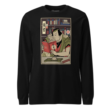 Samurai Reading Books Library Ukiyo-e Unisex Long Sleeve Tee