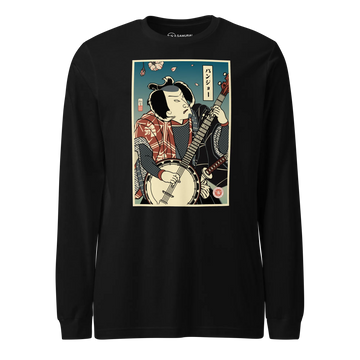 Samurai Banjo Player Music Ukiyo-e Unisex Long Sleeve Tee