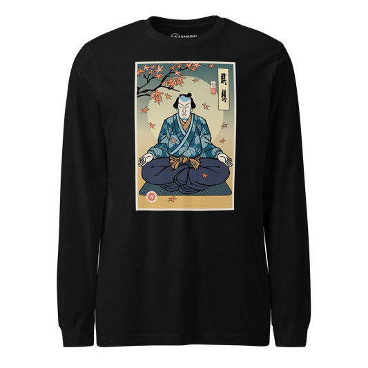 Samurai Meditation Yoga Japanese Ukiyo-e Unisex Long Sleeve Tee