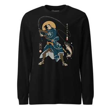 Samurai Fishing 4 Ukiyo-e Unisex Long Sleeve Tee