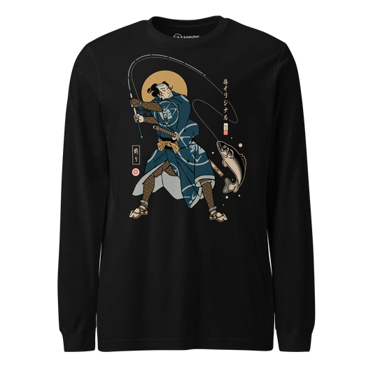 Samurai Fishing 4 Ukiyo-e Unisex Long Sleeve Tee