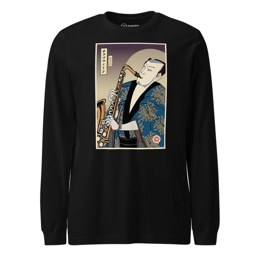 Samuai Saxophone Music Japanese Ukiyo-e Unisex Long Sleeve Tee