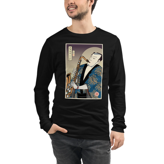 Samuai Saxophone Music Japanese Ukiyo-e Unisex Long Sleeve Tee