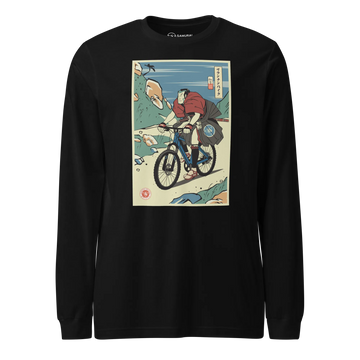 Samurai Mountain Bike Ukiyo-e Unisex Long Sleeve Tee