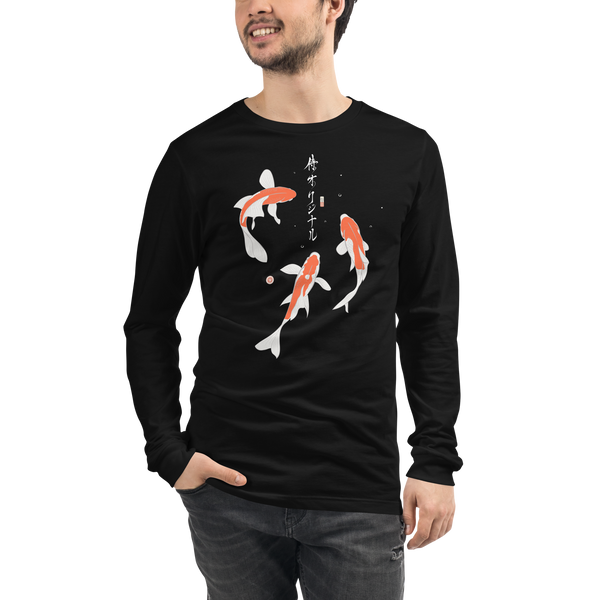 Koi Fish Japanese Ukiyo-e Unisex Long Sleeve Tee 2